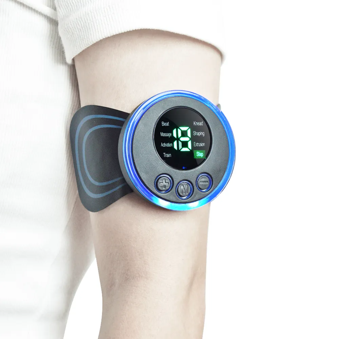 Masseur cervicales portable VibraX avec écran de contrôle et modes de massage.